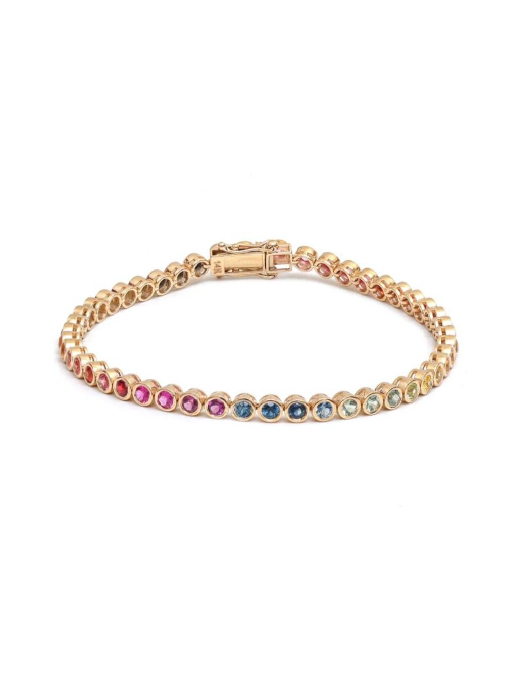 Vivid Gemstone 14K (Custom) Yellow Gold Spectrum Tennis Bracelet